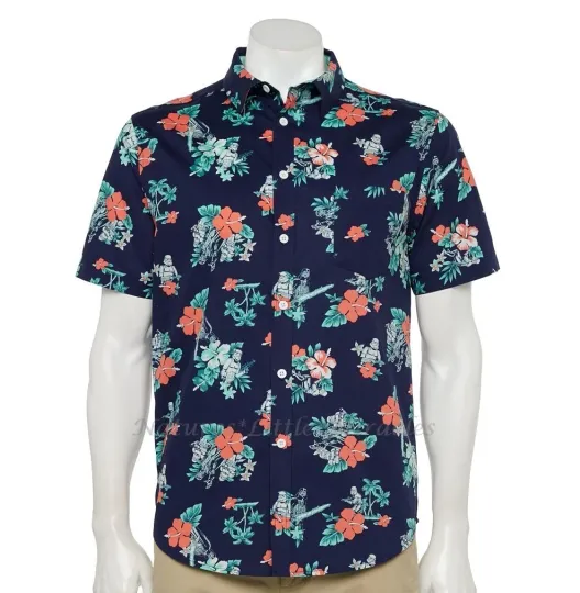 Discover Star Wars Hawaiian Shirt Mens Small Darth Vader Button-Up Camp Tropical