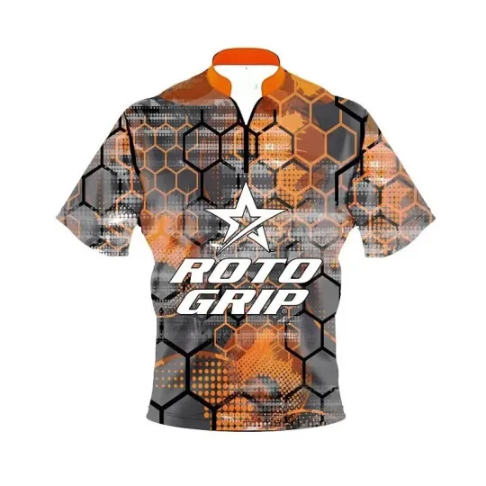 Discover Roto Grip Fire Honeycomb Quick Ship CoolWick Sash Zip Bowling Jersey