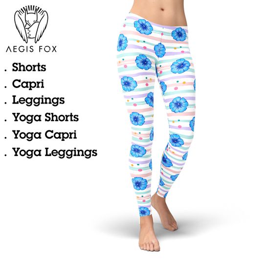 Discover Striped Floral Leggings, Gift for Women