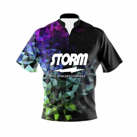 Discover Storm Gradient Quick Ship CoolWick Sash Zip Bowling Jersey