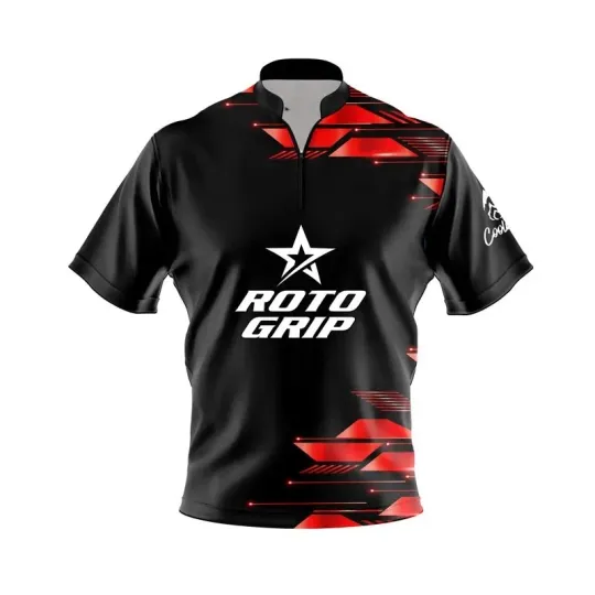 Discover Roto Grip Red Luxury Strikes Quick Ship CoolWick Sash Zip Bowling Jersey