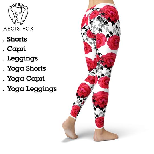 Discover Houndstooth Floral Yoga Leggings, Gift for Women