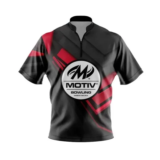 Discover Motiv Steaming Dynamic Red Quick Ship CoolWick Sash Zip Bowling Jersey