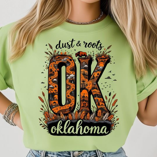 Oklahoma T-Shirt, Midwest Rural Life Poster, Wheat Field Nature Art Print