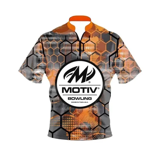 Motiv Fire Honeycomb Quick Ship CoolWick Sash Zip Bowling Jersey