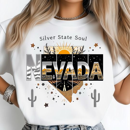 Discover Nevada State PNG, Sunset Road Trip Art with Silver State Theme, Sublimation Graphic for Western Travel Shirt Designs and Adventure Prints