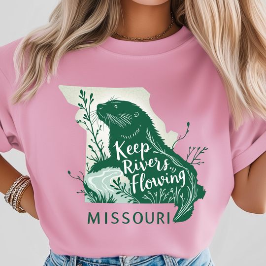 Discover Missouri PNG, Keep Rivers Flowing Otter Art, Eco Nature River Sublimation, Scenic Wildlife State Design, USA State Shirt Design