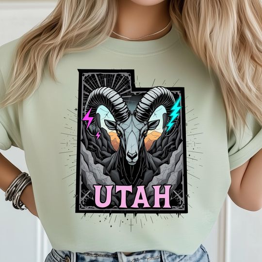 Discover Utah State Pop Art T-Shirt, Abstract Ram T-Shirt