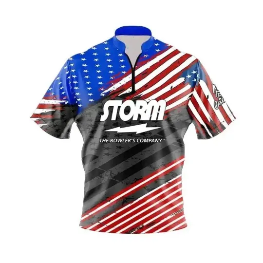 Discover Storm Old Glory ’24 Quick Ship CoolWick Sash Zip Bowling Jersey