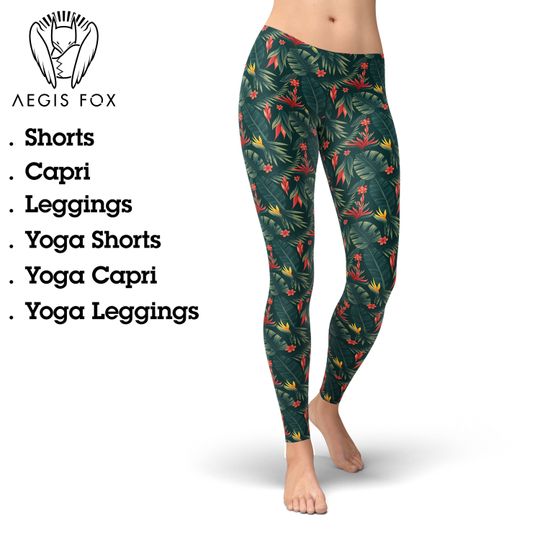 Discover Tropical Floral Leggings, Gift for Women
