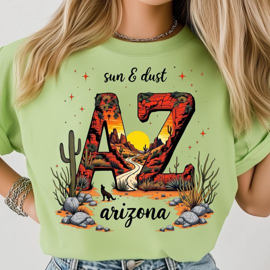 Discover Arizonna Sunset T-Shirt, Desert Cactus View Art, Western Landscape T-Shirt