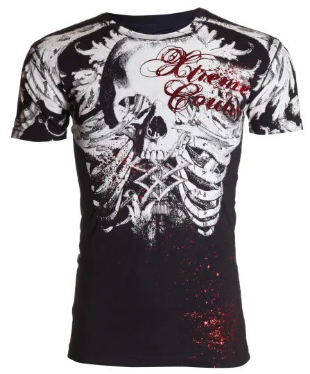 Discover Xtreme Couture Affliction Men’s Skull T-Shirt Persimmon Black Biker
