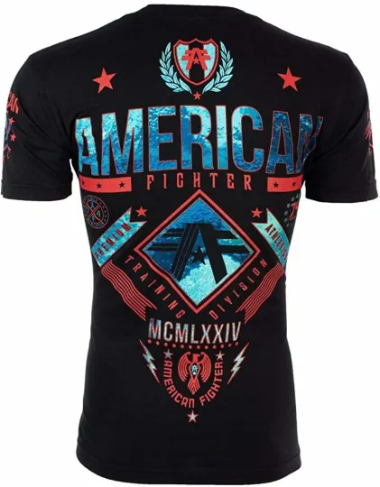 Discover American Fighter Men's T-Shirt Lander Biker Black Athletic MMA