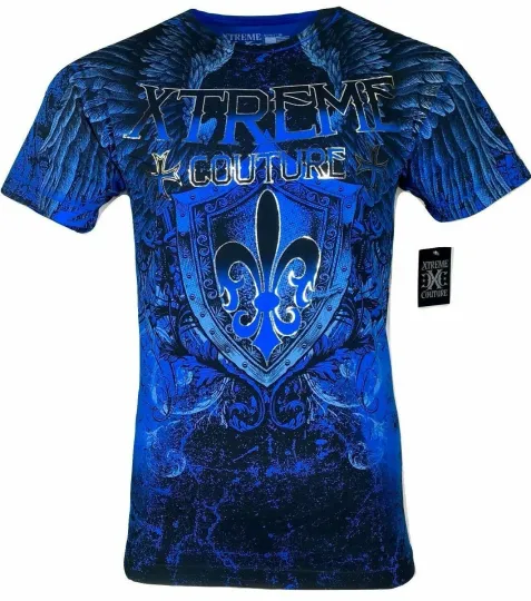 Discover Xtreme Couture Affliction Men's T-Shirt COBU SMITHSONIAN Blue Tattoo Biker S-5XL