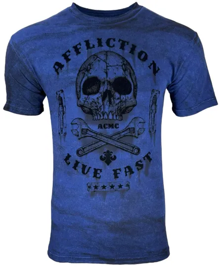 Discover Affliction Men's T-shirt Garage Dusk Biker Tattoo S-5XL
