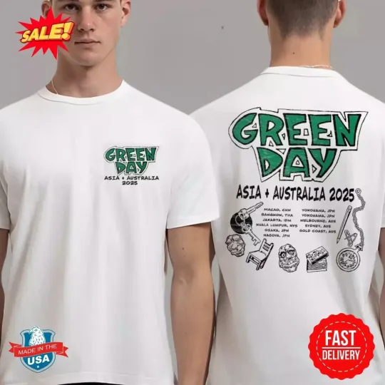Green-Day Asia And Australia Tour 2025 Logo With Tour Dates T-Shirt