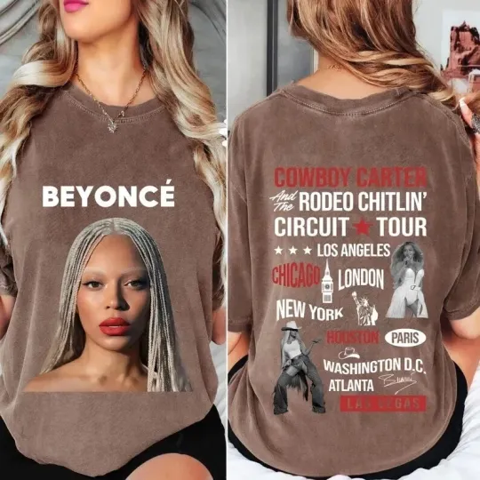 Discover Beyonce Cowboy Carter Tour 2025 short sleeve 2 side shirt reprint