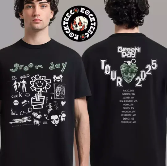 Discover Green Day Tour 2025 Asia And Australia Tour Merch Two Sides Unisex T-Shirt