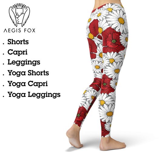 Discover Poppy and Daisy Floral Leggings: Women's Yoga Capris