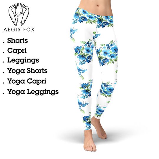 Discover Watercolor Floral Yoga Leggings: Printed Capri Activewear