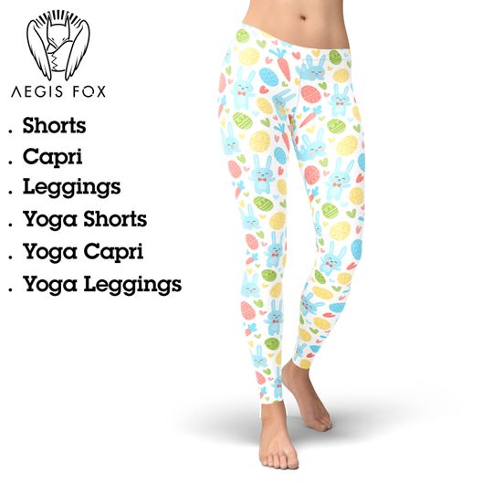 Discover Bunny Easter Leggings: Womens Yoga Pants, Rabbit Carrot Print