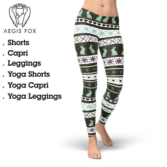 Discover Rabbit Print Leggings: Easter Yoga Outfit, Womens Workout Pants