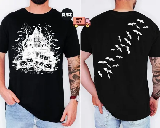 Discover Vintage Haunted House Shirt, Halloween Shirt Spooky Season T-Shirt