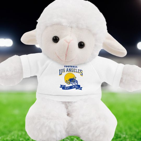 Ram Plushie, Los Angeles Football Stuffed Animal with Tee, Football Fan, Team Mascot Soft Toy, Game Day Decor, Sports Lover, Gift for Kids