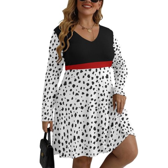 Discover Dalmatian Costume Dress: Cruella Cosplay, V-Neck Long Sleeve