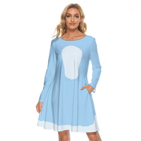 Discover Blue Dog Big sister Costume Dress: Adult Women's Crew Neck