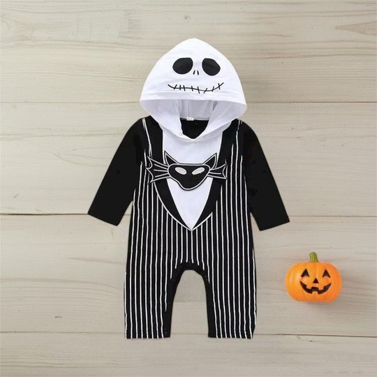 Spooky Pumpkin King Striped Halloween Hooded Jumpsuit