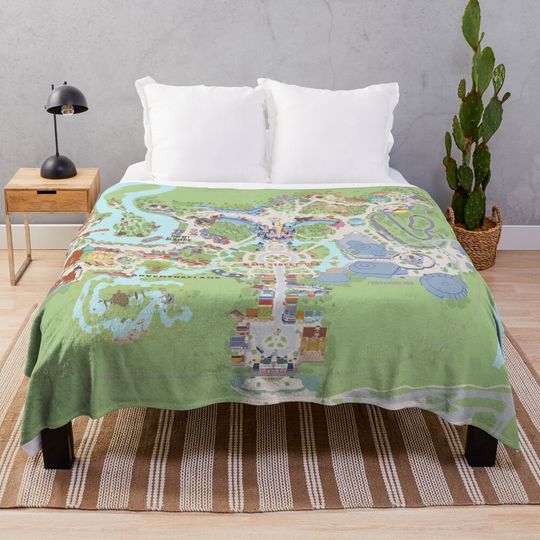 Discover Magical Kingdom Park Map Soft Warm Throw Blanket for Couch and Bed