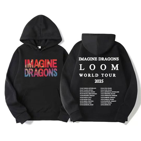 Discover Imagine Dragons Band World Loom Tour 2025 Double Sided Print Hoodie Men Women Harajuku Hip Hop Punk Oversized Hoodies Sweatshirt