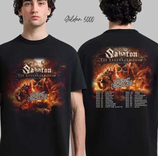 Discover Sabaton The Legendary Tour Europe 2025 Tour  T-Shirt