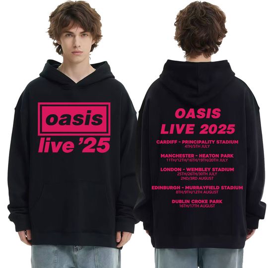Rock Band O-Oasis Live 25 World 2025 Tour Double Sided Print Hoodie