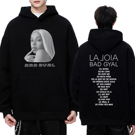 Discover Hot Singer Bad Gyal World Tour 2025 Double Sided print Fleece Hoodie Autumn Winter Unisex vintage pullover Men women Sweatshirt