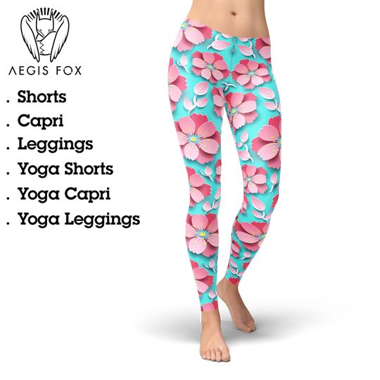 Discover 3D Sakura Flower Leggings: High Waist Yoga Workout Pants
