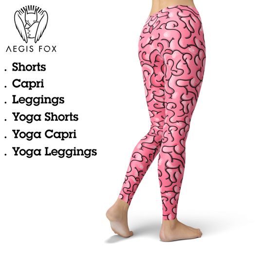 Discover Halloween Pink Brain Leggings: High Waisted Workout Yoga Pants