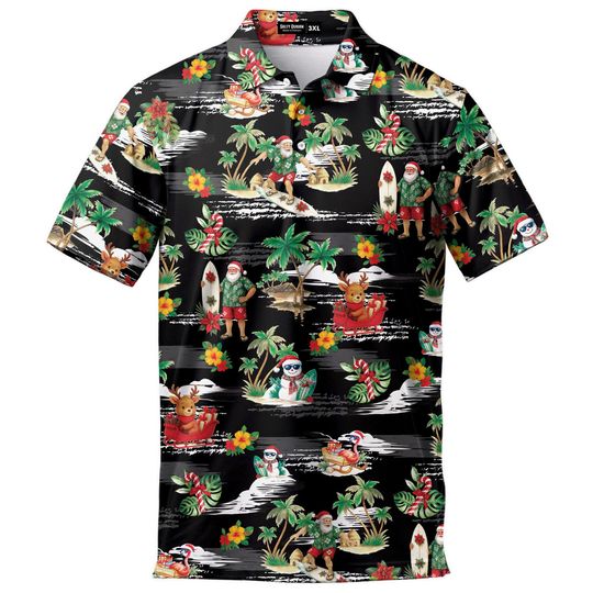 Christmas Reindeer and Snowman Polo Shirt for Men