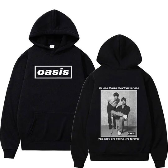 Discover O-Oasis Graphic Hoodie British Rock Band Vintage Pullover Sweatshirts Men's Hip Hop Fashion Oversized Hoodies Unisex Streetwear