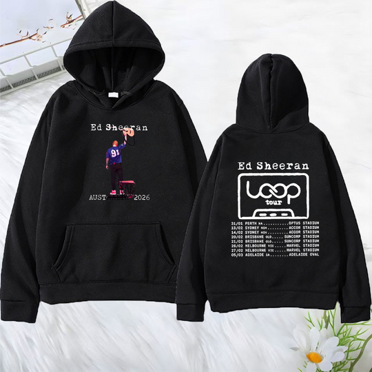 Discover Ed Shee Loop Tour Australia 2026 Tour Merch Hoodies Men Women's Autumn Winter Hip Hop streetwear Fleece Long sleeve Clothing