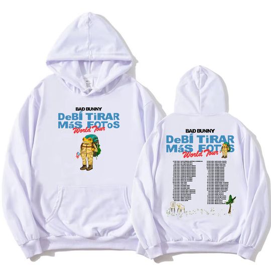 Discover Debí Tirar Más Fotos World Tour 2026 Hoodies Rapper Bad Bunny Streetwear Unisex Long Sleeve Winter Women Sweatshirts Print Tops