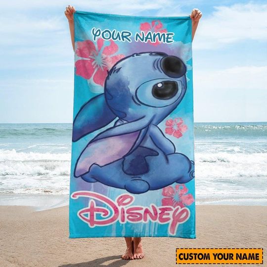 Discover Personalized Disney Stitch Beach Towel, Funny Stitch Bath Towel, Towel For Beach Trip, Disney Vacation Beach Towel, Aloha Summer Gift