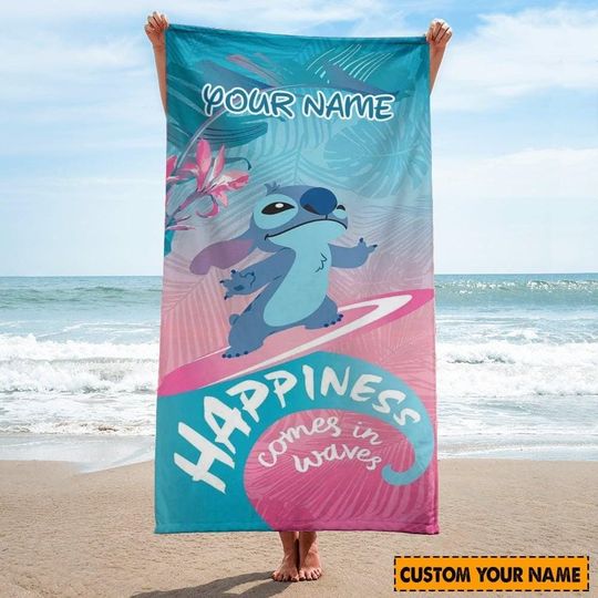 Discover Personalized Stitch Beach Towel, Disney Stitch Summer Towel, Lilo And Stitch Towel, Cartoon Bath Towel, Disney Vacation Gift For Her