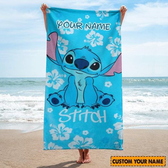 Stitch Aloha Beach Towel, Personalized Beach Towel, Stitch Bath Towel, Disney Beach Towel, Summer Beach Towel, Funny Stitch Love Gift