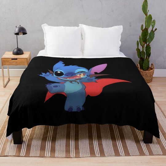 Lilo & Stitch Vampire Costume – Cute Halloween Dracula Stitch Art Throw Blanket