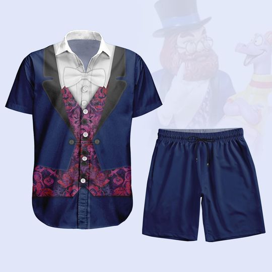 Dreamfinder Cosplay Butotn Shirt, Disney Epcot Men Shirt Shorts, Disneyland Adventures Costume, Funny Cartoon Shirts, Halloween Gift