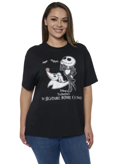 Women's Plus Nightmare Before Christmas Jack Skellington T-Shirt Black