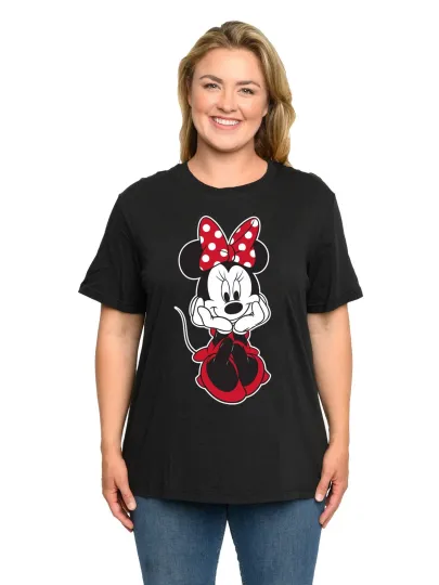 Discover Minnie Mouse Sitting Black Graphic T-Shirt for Women