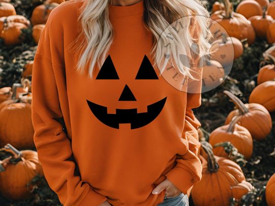Halloween Jack-o-Lantern Pumpkin Sweatshirt, Fall Spooky Season Sweatshirt